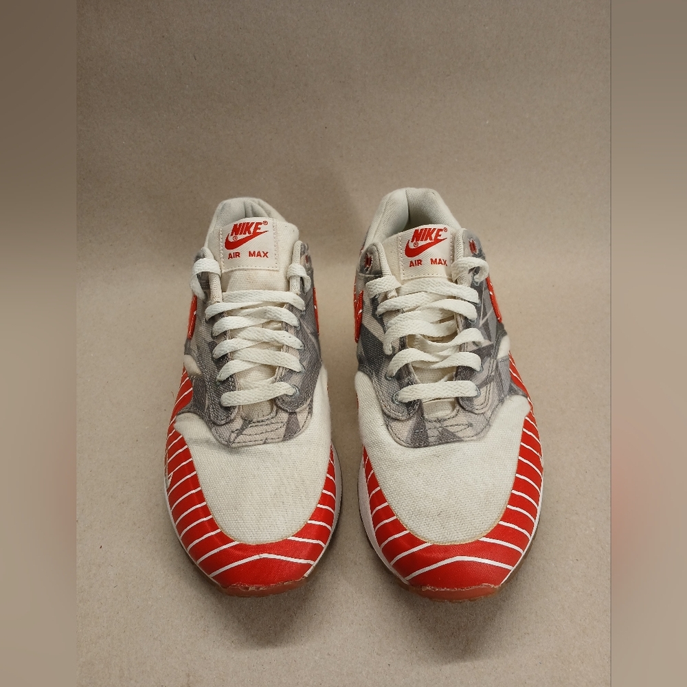 Nike Wasafu X Air Max 1 Red and Gray Men's Shoes - Picture 3 of 16